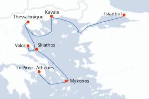 carte itinéraire croisière Méditerranée 7 jours au départ du port de Le Piree - Athenes