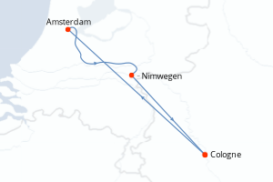 carte itinéraire croisière Rhin Main Moselle 3 jours au départ du port de Cologne