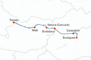 carte itinéraire croisière Danube 7 jours au départ du port de Passau