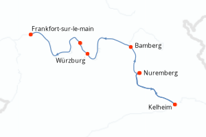 carte itinéraire croisière Elbe 7 jours au départ du port de Nuremberg
