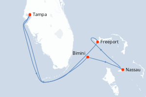 carte itinéraire croisière Caraïbes Mexique 7 jours au départ du port de Tampa