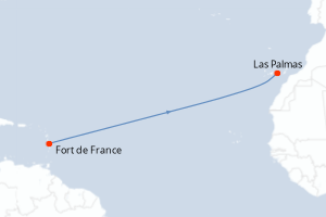 carte itinéraire croisière Iles Canaries 10 jours au départ du port de Fort de France