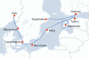 carte itinéraire croisière Europe du Nord 9 jours au départ du port de Oslo