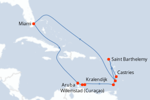 carte itinéraire croisière Caraïbes Bahamas 12 jours au départ du port de Miami