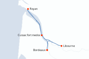 Carte de l'itinéraire de croisière Bordeaux-Bordeaux d'une durée de 4 jours