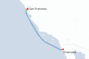 Carte de l'itinéraire de croisière San Francisco-San Francisco d'une durée de 4 jours