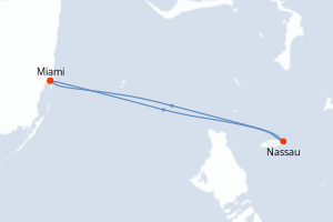 carte itinéraire croisière Caraïbes Bahamas 3 jours au départ du port de Miami