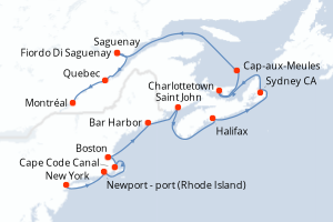 carte itinéraire croisière Amérique du Nord 12 jours au départ du port de New York