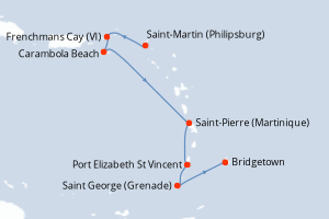 carte itinéraire croisière Caraïbes Bahamas 7 jours au départ du port de Saint-Martin (Philipsburg)
