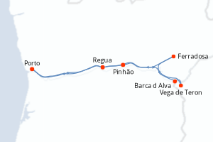 Carte de l'itinéraire de croisière Porto-Porto d'une durée de 7 jours