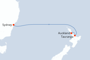 carte itinéraire croisière Australie Nouvelle Zélande 5 jours au départ du port de Sydney