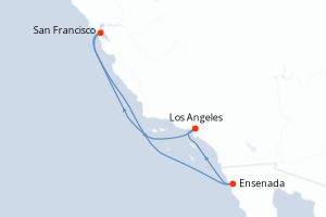 carte itinéraire croisière Riviera Mexicaine 5 jours au départ du port de Los Angeles