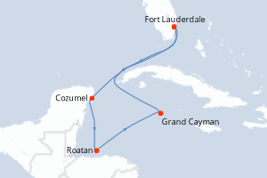 carte itinéraire croisière Caraïbes Bahamas 7 jours au départ du port de Fort Lauderdale