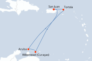 Carte de l'itinéraire de croisière San Juan-San Juan d'une durée de 7 jours