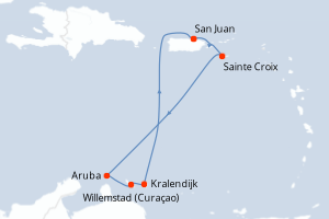 carte itinéraire croisière Caraïbes Bahamas 7 jours au départ du port de San Juan