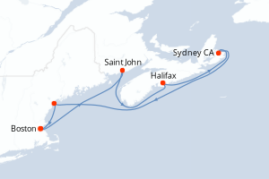 carte itinéraire croisière Amérique du Nord 7 jours au départ du port de Boston