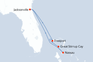 Carte de l'itinéraire de croisière Jacksonville-Jacksonville d'une durée de 5 jours