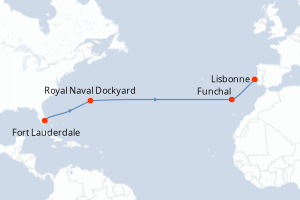 carte itinéraire croisière Caraïbes Bahamas 14 jours au départ du port de Fort Lauderdale
