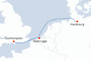 carte itinéraire croisière Europe du Nord 3 jours au départ du port de Hambourg
