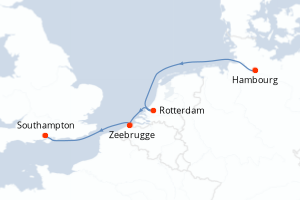 carte itinéraire croisière Europe du Nord 5 jours au départ du port de Hambourg