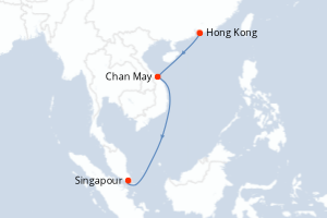 carte itinéraire croisière Asie 6 jours au départ du port de Hong Kong