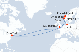 carte itinéraire croisière Amérique du Nord 26 jours au départ du port de New York