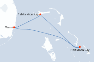 carte itinéraire croisière Amérique du Nord 4 jours au départ du port de Miami