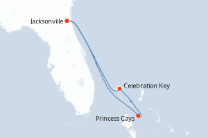 carte itinéraire croisière Caraïbes Mexique 5 jours au départ du port de Jacksonville