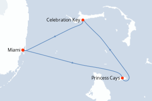 carte itinéraire croisière Amérique du Nord 4 jours au départ du port de Miami