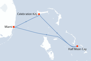 carte itinéraire croisière Amérique du Nord 4 jours au départ du port de Miami