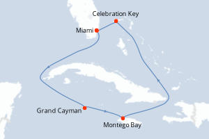 carte itinéraire croisière Caraïbes Bahamas 6 jours au départ du port de Miami