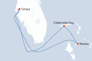 Carte de l'itinéraire de croisière Tampa-Tampa d'une durée de 5 jours
