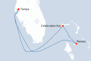 carte itinéraire croisière Caraïbes Mexique 5 jours au départ du port de Tampa