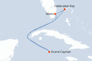 carte itinéraire croisière Caraïbes Bahamas 5 jours au départ du port de Miami