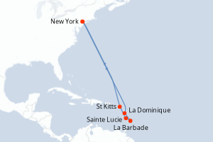 carte itinéraire croisière Amérique du Nord 12 jours au départ du port de New York