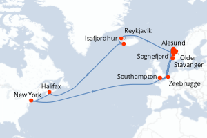carte itinéraire croisière Amérique du Nord 31 jours au départ du port de New York