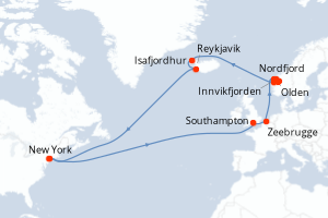 carte itinéraire croisière Amérique du Nord 21 jours au départ du port de New York