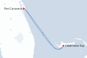 Carte de l'itinéraire de croisière Port Canaveral-Port Canaveral d'une durée de 3 jours