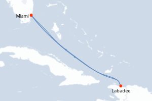 carte itinéraire croisière Caraïbes Bahamas 4 jours au départ du port de Miami