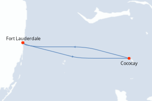 carte itinéraire croisière Caraïbes Bahamas 3 jours au départ du port de Fort Lauderdale