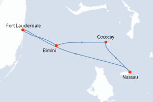 Carte de l'itinéraire de croisière Fort Lauderdale-Fort Lauderdale d'une durée de 4 jours
