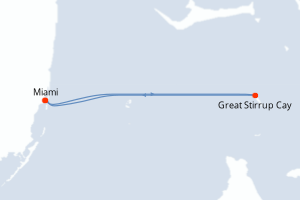 carte itinéraire croisière Caraïbes Bahamas 2 jours au départ du port de Miami