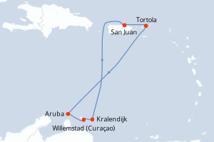 Carte de l'itinéraire de croisière San Juan-San Juan d'une durée de 7 jours