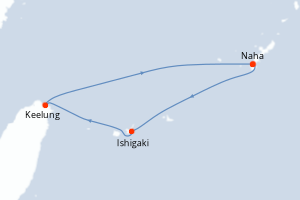 carte itinéraire croisière Asie 4 jours au départ du port de Naha