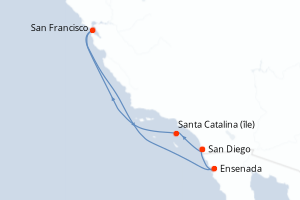 carte itinéraire croisière Riviera Mexicaine 7 jours au départ du port de San Diego