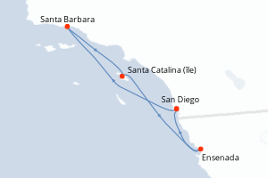 carte itinéraire croisière Amérique du Nord 4 jours au départ du port de San Diego