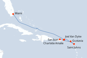 carte itinéraire croisière Caraïbes Bahamas 7 jours au départ du port de Miami