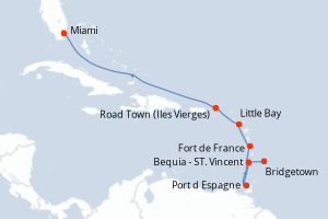 carte itinéraire croisière Caraïbes Bahamas 8 jours au départ du port de Bridgetown