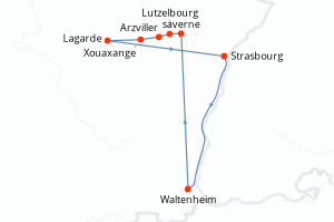 Carte de l'itinéraire de croisière Strasbourg-Strasbourg d'une durée de 6 jours
