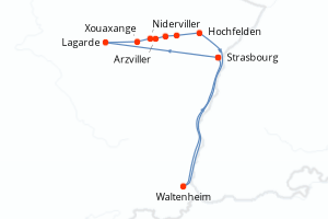 carte itinéraire croisière Transatlantique 6 jours au départ du port de Strasbourg